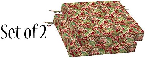 Comfort Classics Indoor/Outdoor Patio Dining Seat Cushion Set of 2, Red Tropical 21x21x4.5