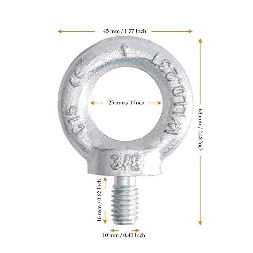 Image of MUKCHAP 10 Pack M10 Lifting Shoulder Eye Bolt, Machinery Shoulder Lifting Ring Eye Bolt with 3 /8 Inch Male Thread, 507 Lbs Working Load Limit