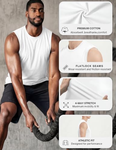 TACVASEN White Tank Tops for Men Moisture Wicking Summer Shirts Workout Gym Casual Athletic Sleeveless T Shirt S - image 6