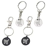 Uonlytech Llavero de Tokens para Carrito de Compras de Acero Inoxidable, Práctico y Seguro, Paquete de 4 Piezas, Adecuado para Uso Diario y Decoración Portátil Estilo Varios estilos