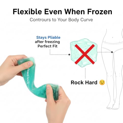 Image of Perineal Cooling Pad, Postpartum Cold Packs Gel Bead Ice Pack Cold Therapy for Women After Pregnancy and Delivery, 2 Ice Pack and 3 Cover (Green Gel Ice Pack)