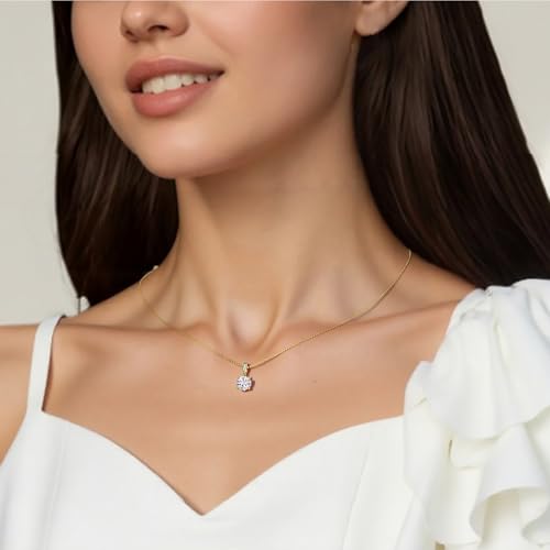 SUNFEEL Sterling Silver Necklaces 2 Carats Cubic Zirconia Necklace Dainty Jewelry Gifts for Mom Wife Girlfriend Bridal for Prom Wedding Anniversary Birthday2
