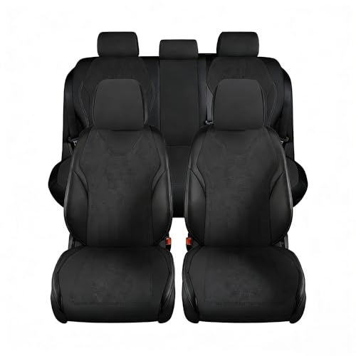 ALDLDA Car Seat Covers for Jeep Wrangler 1986-2025 YJ/TJ/JK/JL, Faux Suede Upholstery Guard, Breathable Soft Automotive Cushions, Non-Slip Interior Accessories,Fullset-Black