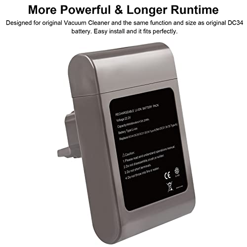 ASUNCELL 22.2V/4000mAh Li-ion Battery for Dyson DC31 DC35 DC44 Animal DC45 DC31 DC31 Animal DC34, DC35 DC35 Animal DC35 Exclusive Cordless Vacuum Cleaner (Only fit for Dyson Type B) 88.8Wh - Image 6