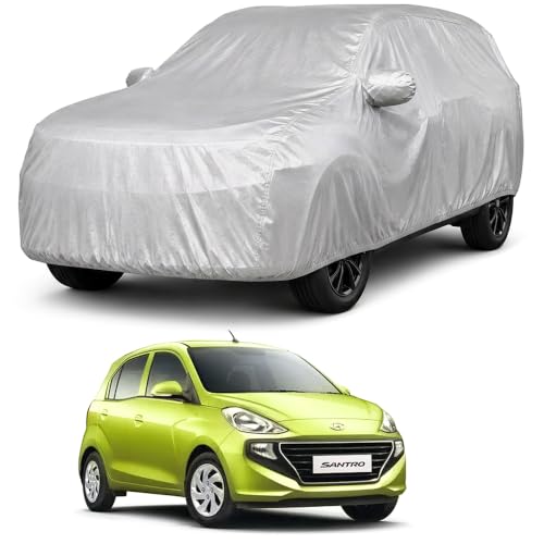 Image of Autofact Car Body Cover Compatible with Santro 2019-2026 | Custom Fit Car Cover | 100% Water-Resistant| Triple-Stitched Lightweight Fabric | Dustproof | Indoor & Outdoor Use | Elastic Bottom