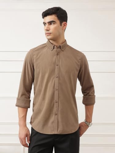 Image of Thomas Scott Men's | Solid | Full Sleeve | Slim Fit | Polyester-Blend | Button Down | Casual Shirt