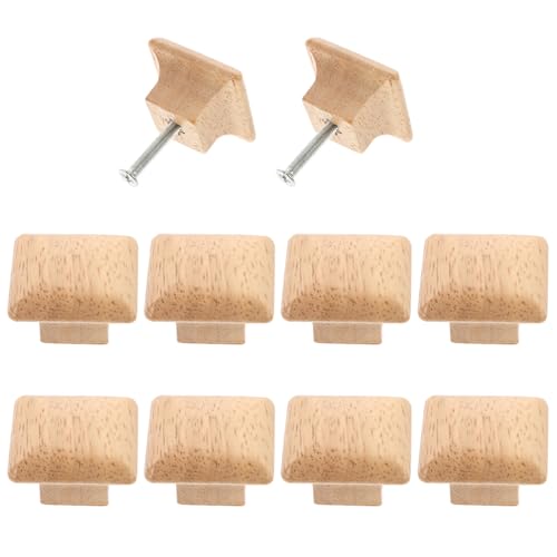Zerodeko Tiradores Cuadrados de Madera Maciza para Armarios 10 Piezas Manijas de Puerta Resistentes para Cocina Dormitorio y Sala de Estar Pomos de Madera Natural para Cajones y Muebles