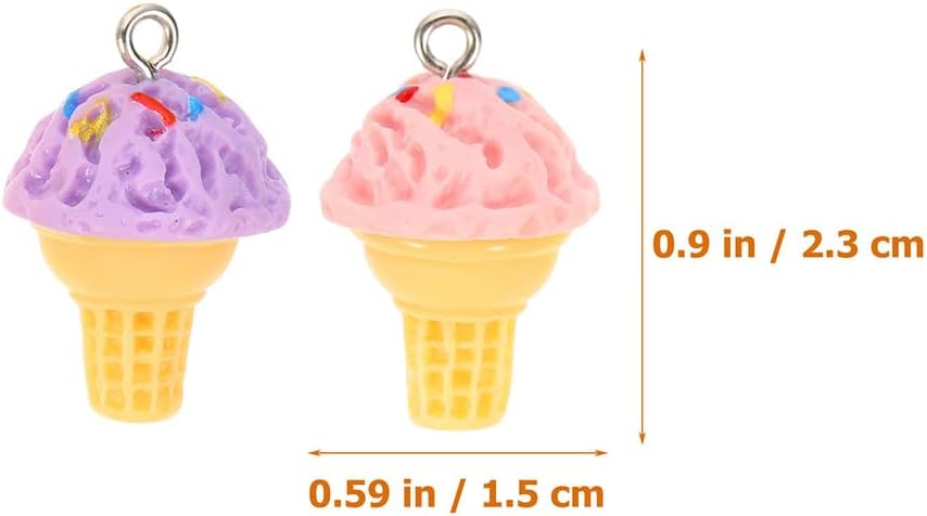 Resin Ice Cream Charms for Jewelry Making 24Pcs Diy Keychain Necklace Bracelet Craft Accessories Lightweight Ice Cream Pendant Charms with Hanging Hoop - Image 8