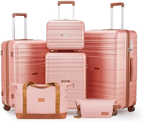 Luggage Sets 6 Piece with Spinner Wheels, Lightweight Hardshell S...