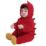 MRULIC Säugling Baby Playsuit Mädchen Jungen Overall Walkanzug Herbst und Winter Langarm Flauschig mit Kapuze Pullover Jumpsuit Outfits Outwear Babysachen(A-rot,65-70CM)