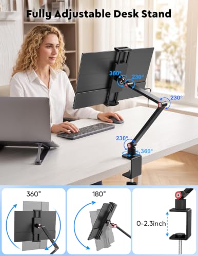 Image of 15.6 inch Portable Monitor with Adjustable Stand, Smart Cover, 1080P IPS Screen