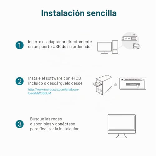 MW300UM MERCUSYS adaptador WiFi USB soluciona cortes de red en MB110-4G negro 4