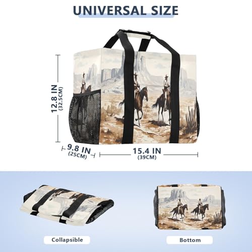 Nander Desert Tribe Cowboy Foldable Tote Bag Waterproof Sandproof Women Beach Bag Handbag Gym Bag Travel Shopping Bag2
