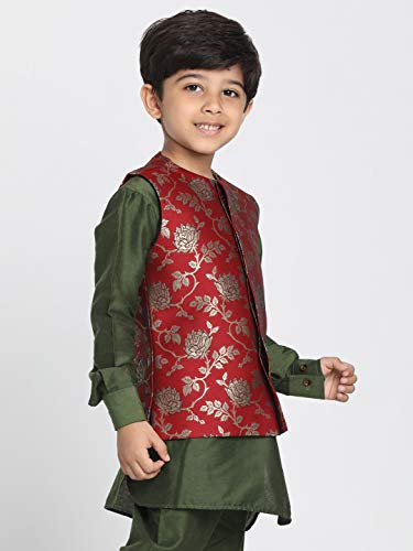 Image of JBN Creation Black Cotton Silk Blend Boys Nehru Modi Jacket