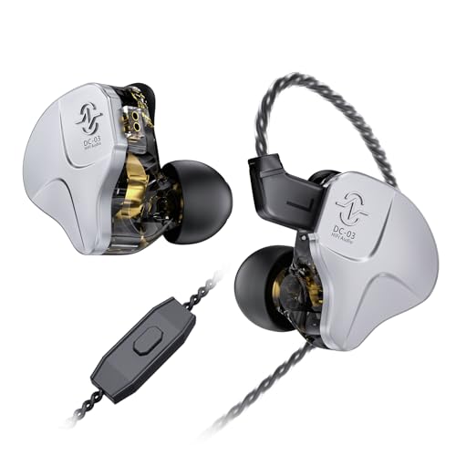 Image of CCZ DC03 in Ear Monitor Headphones, IEM Earphones Wired Earbuds without Microphone, Noise Cancelling inear Headphones Wired, 1DD Powerful Bass HiFi Ear Buds, IEM for Gaming Music (Silver, with Mic)