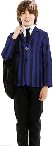 Gojoy shop-Disfraz de Uniforme de Miércoles Addams Adultos y Niños,Halloween,Carnavales(Contiene:Chaqueta,Falda,Falsa Camisa,Corbata,Mano Pinza y Mochila.) (M=170CM)
