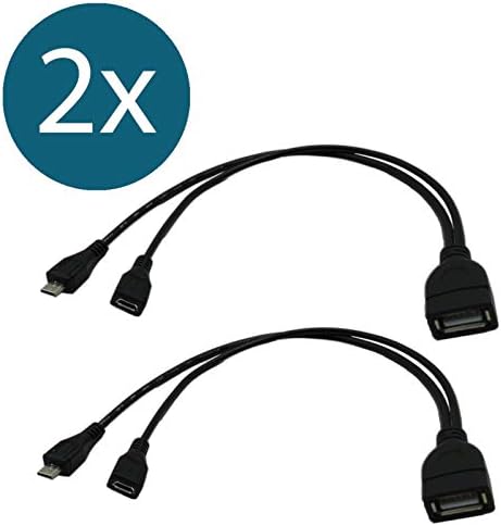 2 Pack- Micro USB Host OTG Cable with Micro USB Power for Amazon Fire TV/Fire Stick, Kindle Fire TV Tablet, Samsung Galaxy Nexus 4 5 LG HTC Android Phone Tablet