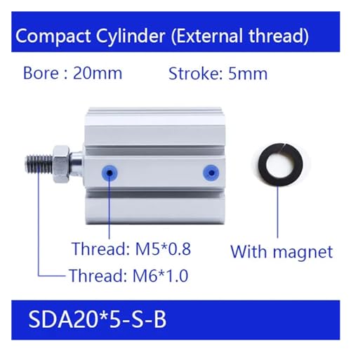 Cilindro compacto de doble efecto SDA20  5-B con rosca exterior de 20mm 4