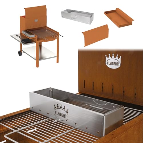 Corten - Barbacoa de leña de acero inoxidable para barbacoas seriales, con parrilla de acero inoxidable, con accesorios