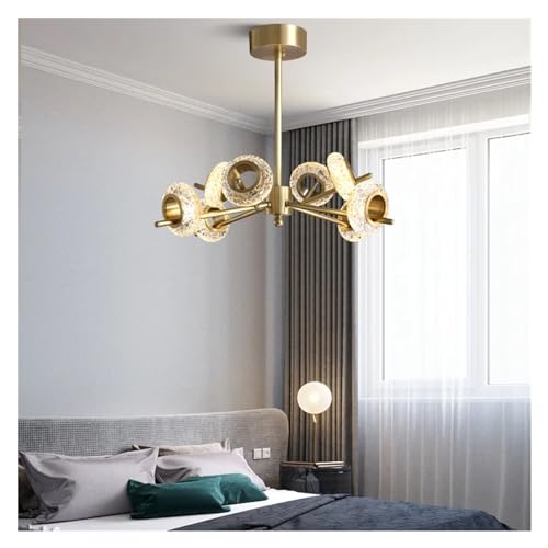 Lustre LED de luxe en cristal craquelé et cuivre moléculaire haut de gamme
