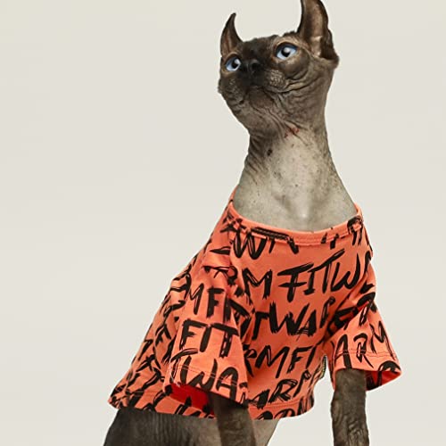 Fitwarm Cotton Dog Shirt, Puppy Short Sleeve Crewneck Tshirt, Dog Clothes For Small Dogs Boy Girl, Pet Cat Apparel, Orange, Medium #TOP1