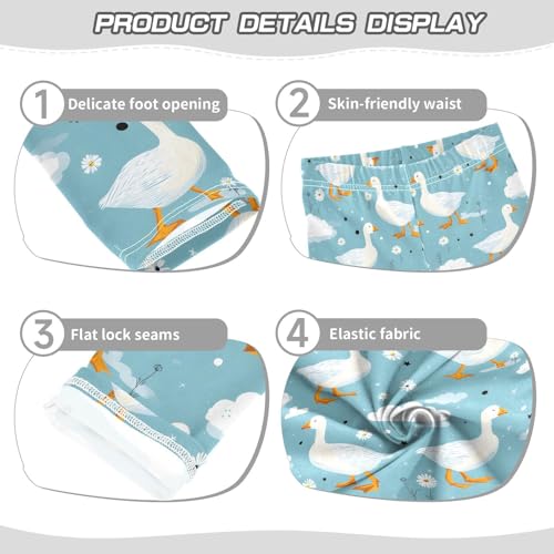 White Duck Cloud Flower Girls Leggings Soft Stretch Workout Yoga Dance Pants for Kids Casual Tights3