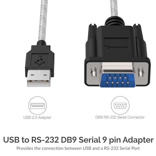 Image of SABRENT USB to RS-232 DB9 Serial 9 pin Adapter Prolific PL2303 1-ft [SBT-USC1K]