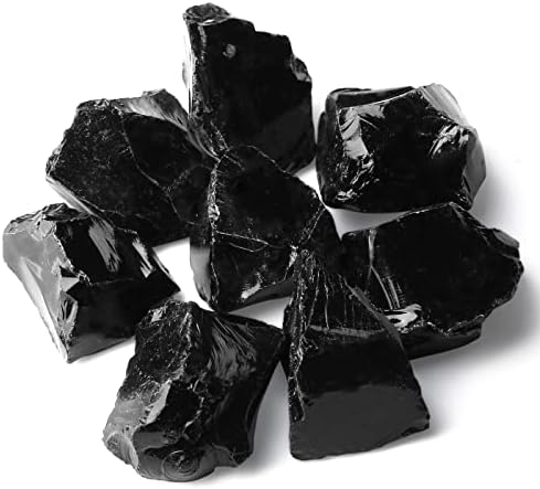 ZHIYUXI 2" Obsidian Crystal Raw Crystals Bulk Crystals and Stones Rough Natural Quartz Black Obsidian Stone Rocks for Tumbling Witchcraft Wire Wrapping Fountain Rocks Cabbing Room Decor 4Pcs