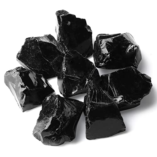 Zhiyuxi 2" Obsidian Crystal Raw Crystals Bulk Crystals And Stones Rough Natural Quartz Black Obsidian Stone Rocks For Tumbling Witchcraft Wire Wrapping Fountain Rocks Cabbing Room Decor 4Pcs #TOP3