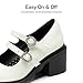 DREAM PAIRS Mary Jane Shoes for Girls Platform School Uniform Party Chunky Dress Heel Double Straps Flats for Little Big Kid,Size 4 Big Kid,White,KKUMFA2511