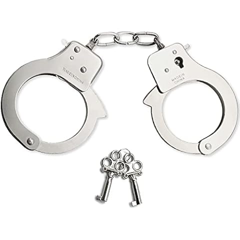 JUNRUI Handschellen für Kinder, Spielzeug Handschellen aus Metall mit Schlüssel Handschellen Zubehör für Polizeispiele Party Requisiten Polizei Spiel Handschellen für Kinder (Silber) Cover