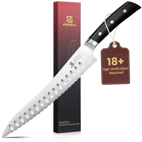 Piklohas Resharpenable Bread Knife, 10 Inch Multifunction Serrated Knife for Homemade Bread, Razor Sharp Sourdough Slicing with Innovative Wavy Edge for Efficient Cutting, Baking Gifts