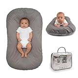 Bubbyhuts Baby Lounger - Snuggle Cozy Me Infant Lounger for Newborn 0-12 Months, Flannel Cover，Portable Breathable & Soft Baby Nest Lounger for Home and Travel - Grey