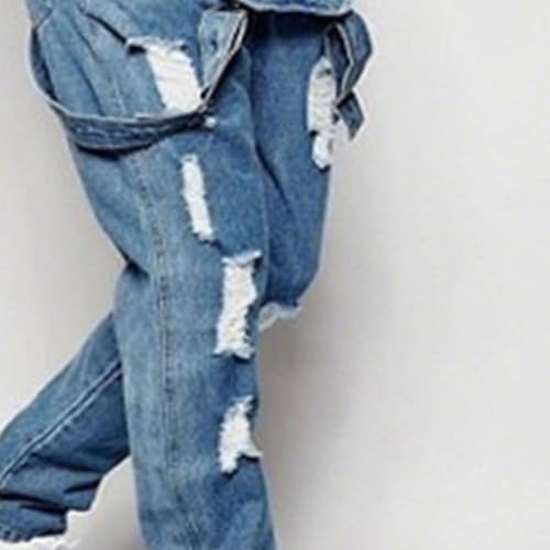 DGHM-JLMY Mens Fashion Denim Bib Jeans Loose Denim Overalls Slim Fit Adjustable Straps Jumpsuit with Pockets3