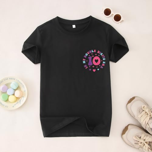 Image of IZYJOY in My Double Digits Era Shirts Girls 10th Birthday T-Shirts 10 Years Old Birthday Party Short Sleeve Summer Tee Tops