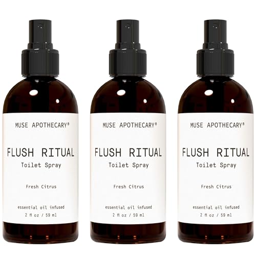 Muse Apothecary Flush Ritual - Aromatic &amp; Refreshing Toilet Spray, Use Before You Go, 2 oz, Infused with Natural Essential Oils - Fresh Citrus, Pack of 3