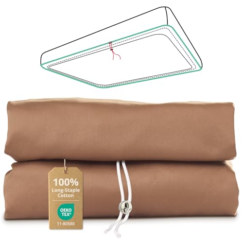 Queen Fitted Sheet Only with Drawstring and 360° Elastic for Tight Fit, 100% Long-Staple Cotton Dual-Lock Fitted Queen Sheet, Luxury Soft and Comfort, 1000 TC, Deep Pocket Fits 8" to 16" Mattress