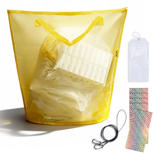 [TEMLUM] ゴミ収集袋 カラスよけ ゴミネット 折りたたみ 大容量 自立構造 45Lのゴミ袋約2～3個分の収納力 水洗い可能 コンパクト 持ち運びやすい 戸別回収 固定用ワイヤー カラビナ 野良猫対策 ホログラムカード 屋外 屋内 収集庫 軽量 - Temlum - 商品画像