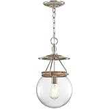 Minka Lavery 27201 Good Lumens - Four Light Pendant, Polished Nickel/Corona Bronze Finish with Clear Glass