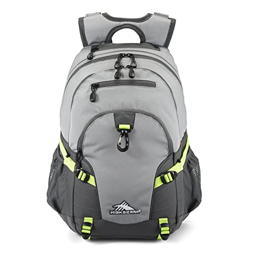 Image of High Sierra Loop Backpack, Steel Grey /Mercury /Neon Green, One Size, Loop Daypack