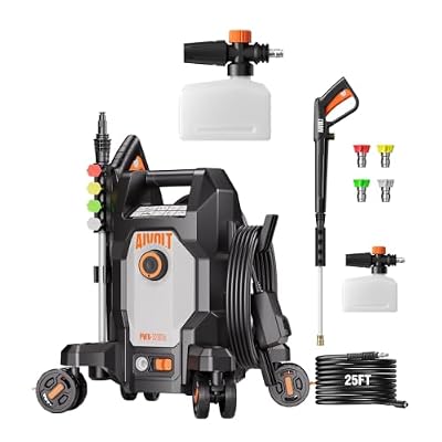 AIVOLT Pressure Washer with 2 x Foam Cannon 400ml, 4 Nozzles, Spray Gun