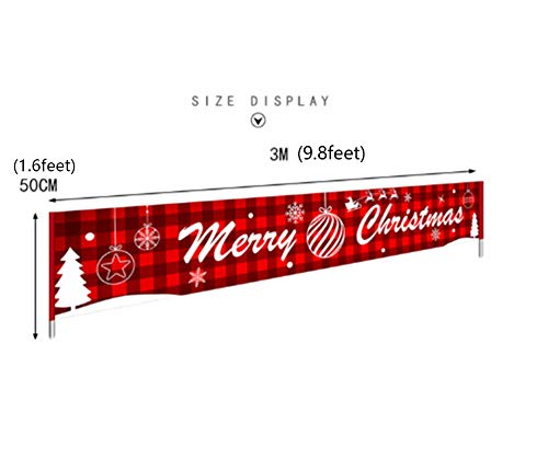 feiwo Large Merry Christmas Banner,Xmas Outdoor & Indoor Hanging Decor,Xmas Sign Huge Xmas Home Party Decoration (Red Lattice Letters) - Thumbnail 2