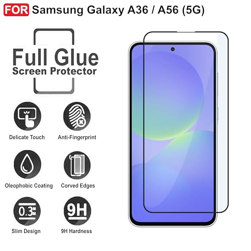 Image of CEDO Tempered Glass for Samsung Galaxy A36 / A37 / A56 (5G) | Screen Protector Full HD Quality Tempered Glass Anti-Scratch Edge to Edge Coverage with Easy Installation Kit (Black)