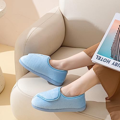 Git-Up Women Diabetic Slippers Arthritis Edema Memory Foam Closed Toed Slippers, Blue, 10 D(M) Us #TOP1