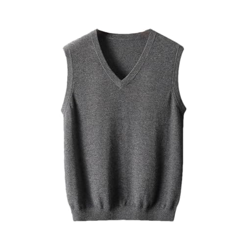 Men's Fall Winter Sweater Vest - Sleeveless, V-Neck, Pullover, Merino Wool, Solid Color