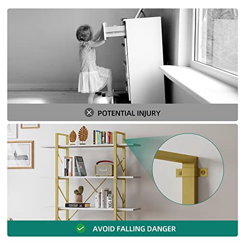 Yitahome 5-Tier Gold Bookshelf, Artsy Modern Freestanding 5 Shelf Bookcases And Bookshelves, Book Rack, Storage Rack Shelves In In Living Room Home Office, Gold & White #TOP6