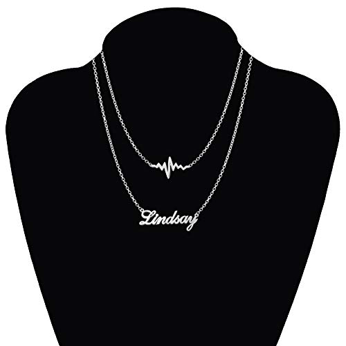 925 Sterling Silver Personalized Heartbeat Name Necklace Pendant Custom Made with Any Names2