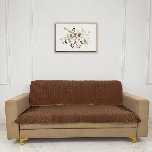 Image of Homerz Premium Petal Charm Sofa Cover | Embossed Floral Pattern | Soft Touch, Anti-Dust & Easy Wash Fabric Cloth, Washable and Durable (Rust, 5(3+1+1) Seater, Seat Cover with Backrest)