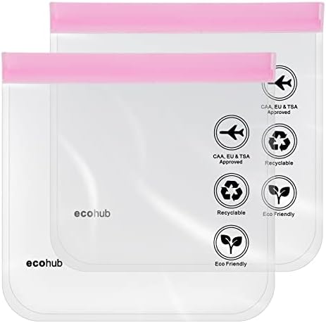 ECOHUB Przezroczysta Kosmetyczka 20x20cm Przybory Toaletowe Torba 1L PodróżNa Wodoodporna Akcesoria PodróżNe Torby Do MakijażU Torba Dla MężCzyzn Kobiety (Pomarańczowy z uchwytem do przenoszenia)