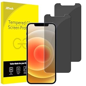 JETech Sichtschutz fur iPhone 12/12 Pro 6, 1 Zoll, Anti-Spähen Privatsphäre Schützen Folie Blickschutzfolie, 2 Stück
